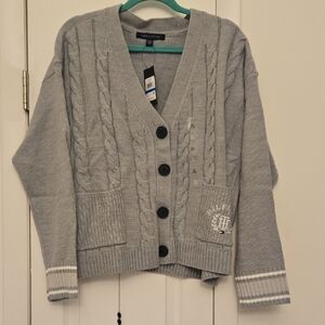 Tommy Hilfiger Light Gray Cable Knit Cardigan